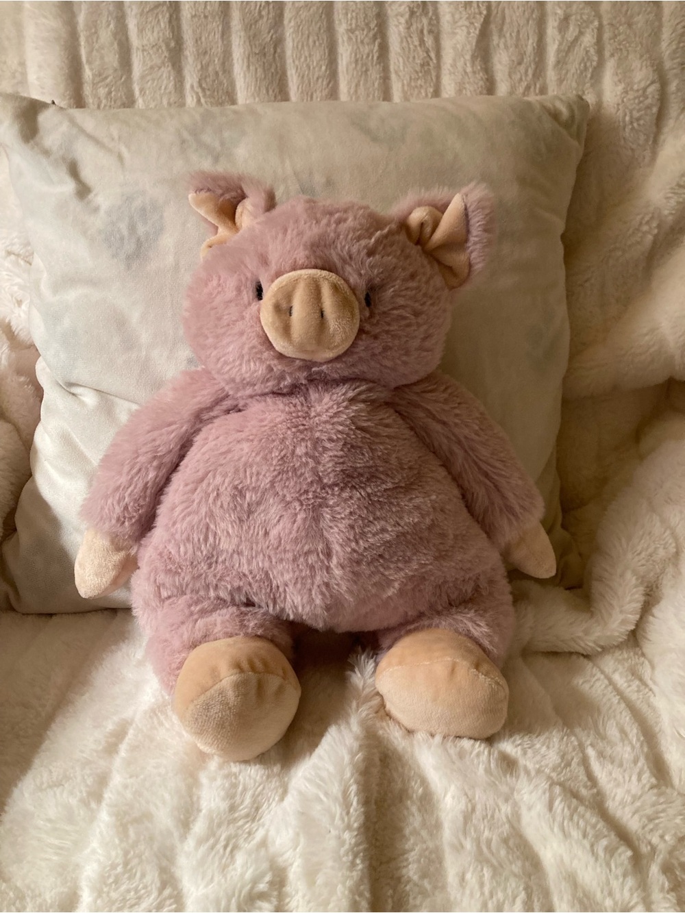 Creative Co-Op Plush Pink Pig Stuffed Animal with Beige Snout and Paws